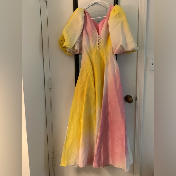 Aje Dresses & Skirts - Aje Cloudburst Puff-sleeve Dress, Pink/Yellow, Size AU 6/ US 2